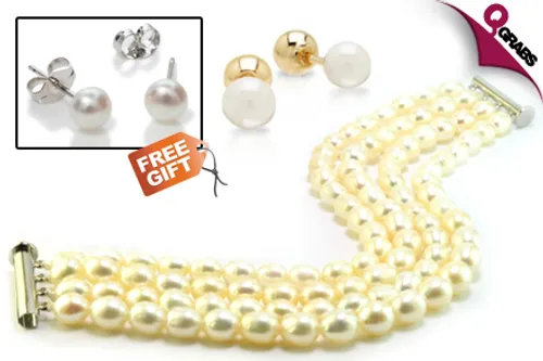 From QR99, Adorn Yourself with Beautiful White Freshwater Pearl Jewelry! (Up to QR1149 Value)